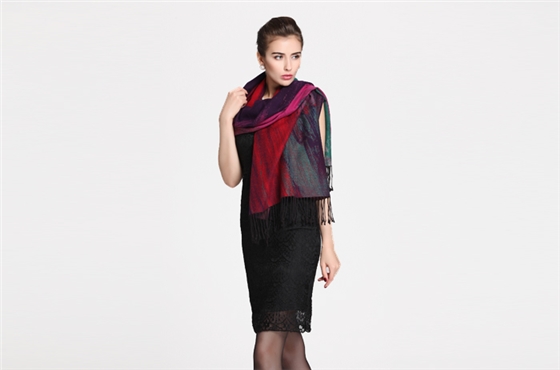 真絲油畫藝術提花披肩 拉絨披肩 女士披肩