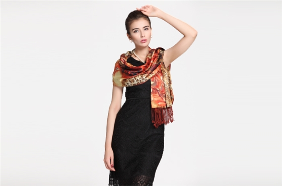 真絲披肩 印花披肩 真絲拉絨披肩