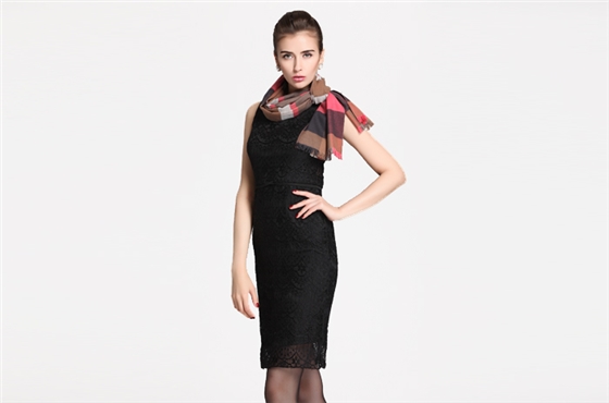 真絲格子圍巾 色織圍巾 圍巾披肩