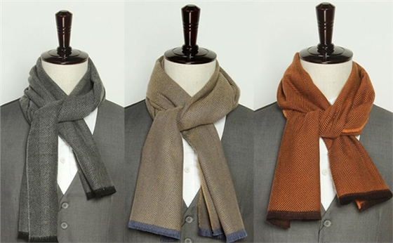 人字紋羊毛圍巾