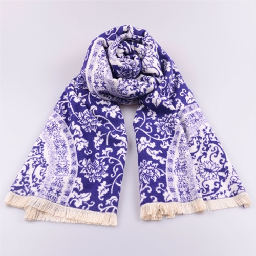 青花瓷流蘇披肩