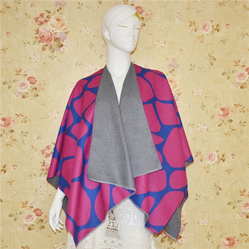 秋冬印花開叉披肩