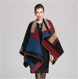 歐美格子羊毛披肩