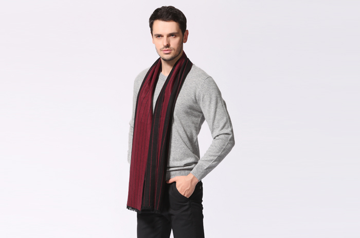 男士條紋圍巾 拉絨圍巾