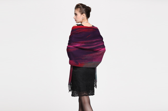 真絲油畫藝術提花披肩 拉絨披肩 女士披肩 真絲油畫藝術提花披肩 拉絨披肩 女士披肩