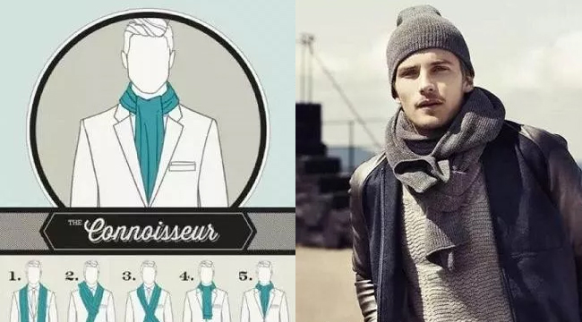 男士圍巾結扣式圍法