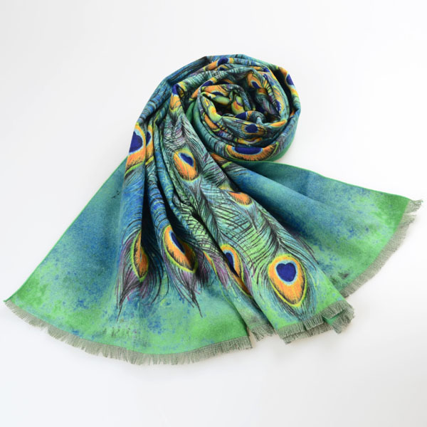 孔雀開屏印花披肩 孔雀開屏印花披肩