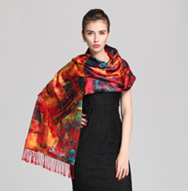 時尚高檔真絲印花披肩 時尚高檔真絲印花披肩